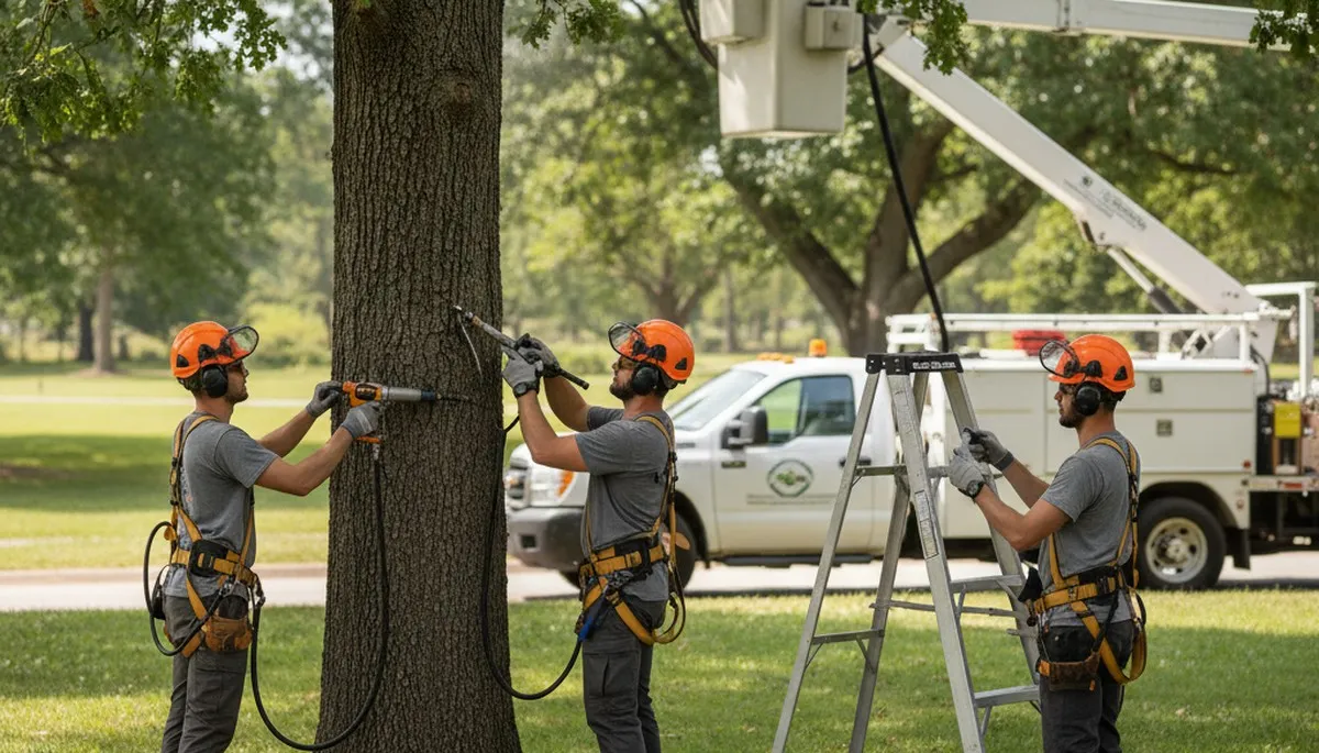 Sarasota, FL arborist treating diseased tree for fungal rot and decline