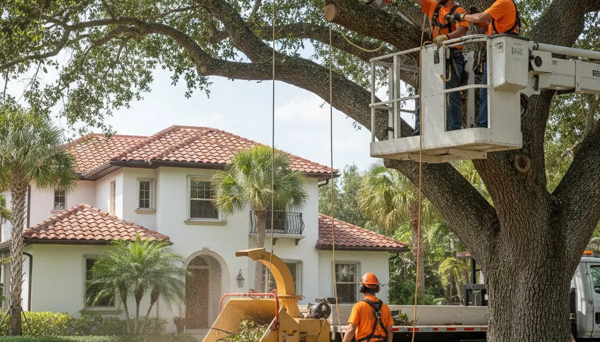 Tree service team in Sarasota, FL providing professional tree removal and trimming services