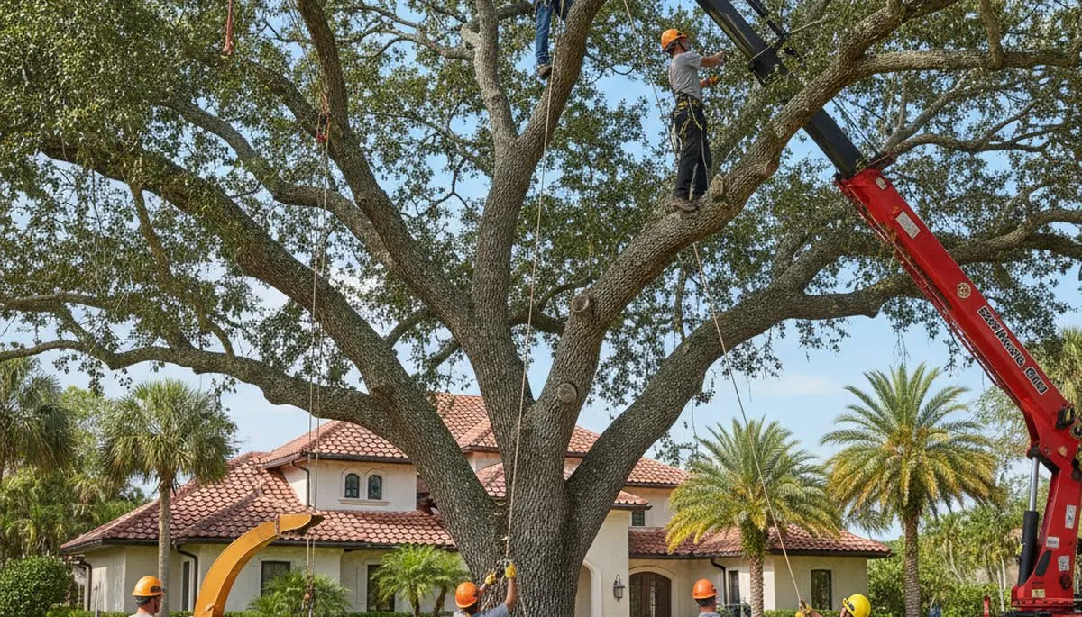 Sarasota, FL tree service crew trimming a tree for safe, professional property care