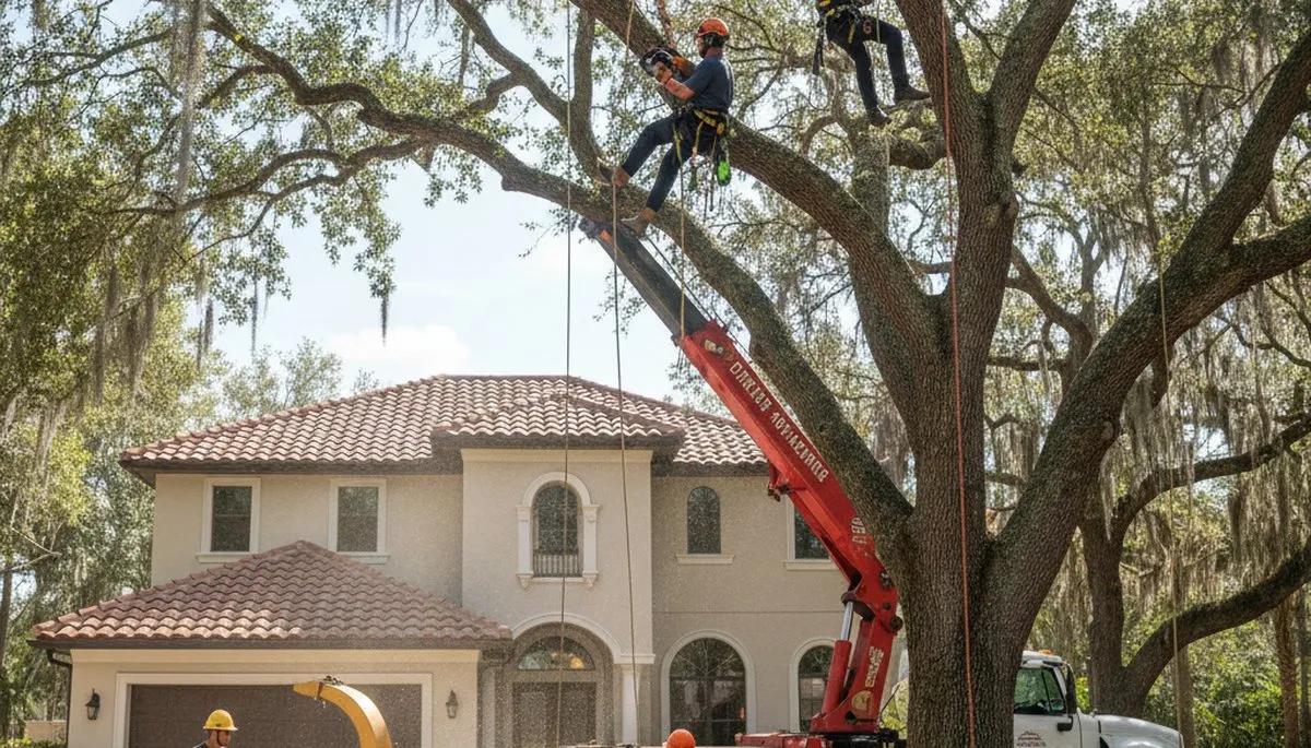 Tree service crew in Sarasota, FL providing professional tree trimming and removal services