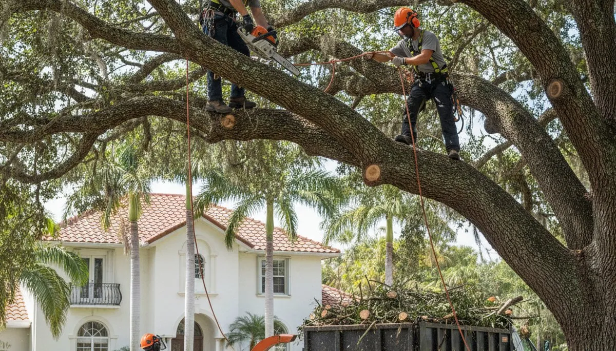Tree service crew in Sarasota, FL providing professional tree removal and trimming services