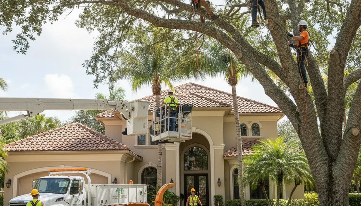 Tree service crew in Sarasota, FL providing professional tree trimming and removal services